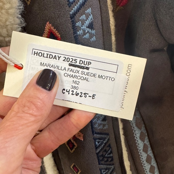 Johnny Was Maravilla Faux Suede Motto Jacket Charcoal - Picture 7 of 12